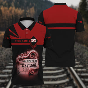 Railspirit Custom Name Soo Line Railroad Polo Shirt American Train Ticket Printed Shirt