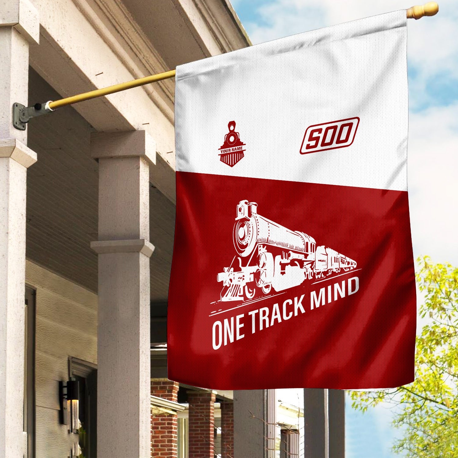 Railspirit Personalized Soo Line Railroad Garden Flag One Track Mind Flag Gift Idea For Train Lover