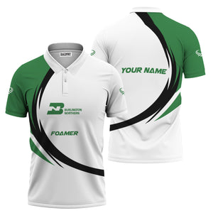 Railspirit Personalized Burlington Northern Railroad Polo Shirt Unique Graphic Style Shirt For Train Enthusiasts