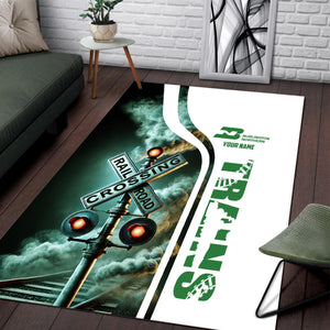 Railspirit Personalized Burlington Northern Railroad Area Rug Railroad Crossing Sign Rug All Over Print