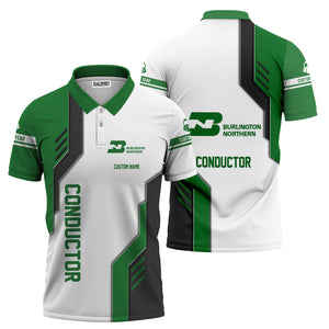 Railspirit Personalized Burlington Northern Railroad Polo Shirt Unique Railway Style with Custom Job Train Shirt