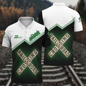 Railspirit Personalized Burlington Northern Railroad Polo Shirt Railroad Crossing Printed Train Track Shirt
