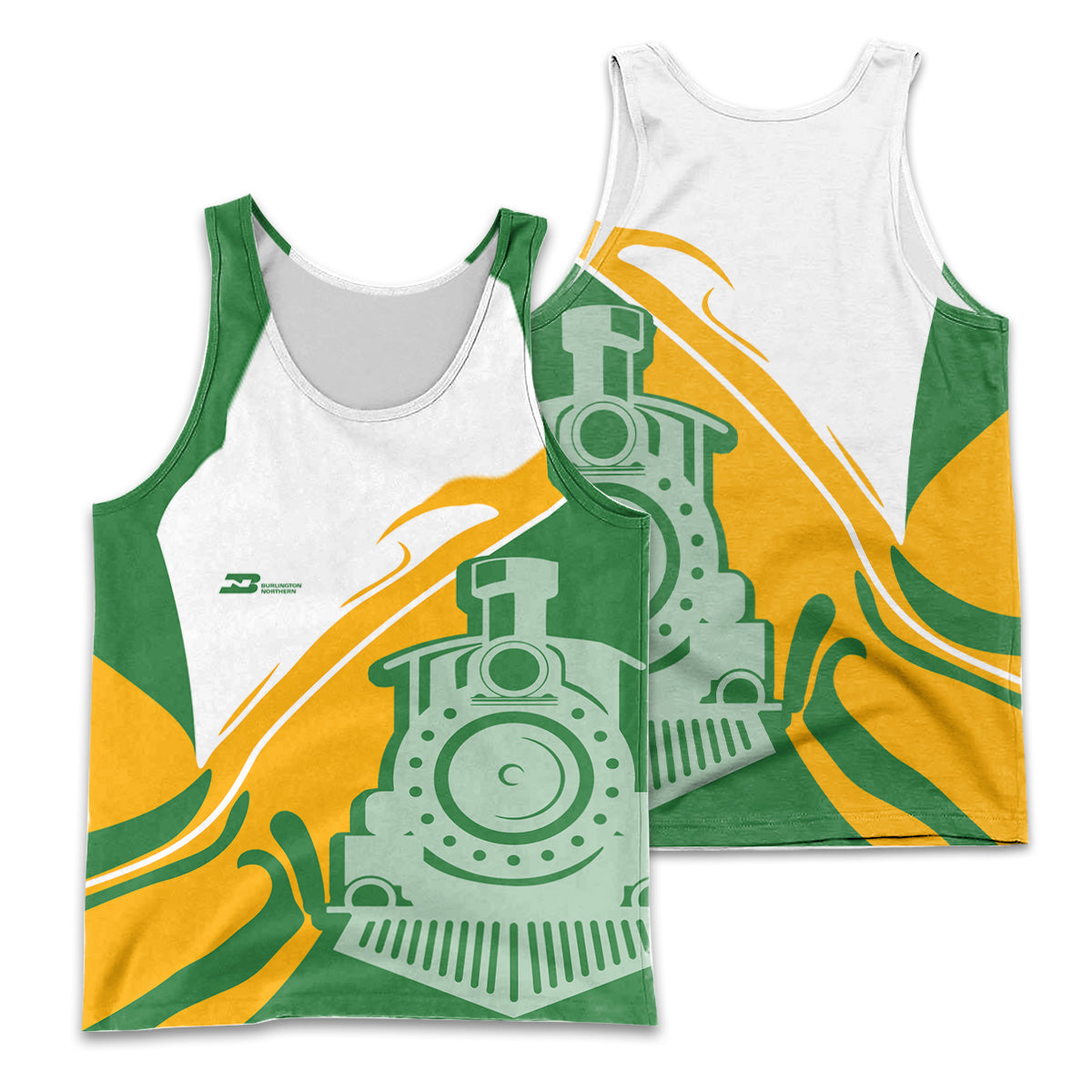 Railspirit Personalized Burlington Northern Railroad Men Tank Top Flame-Inspired Style Shirt Gift Idea For Train Lovers