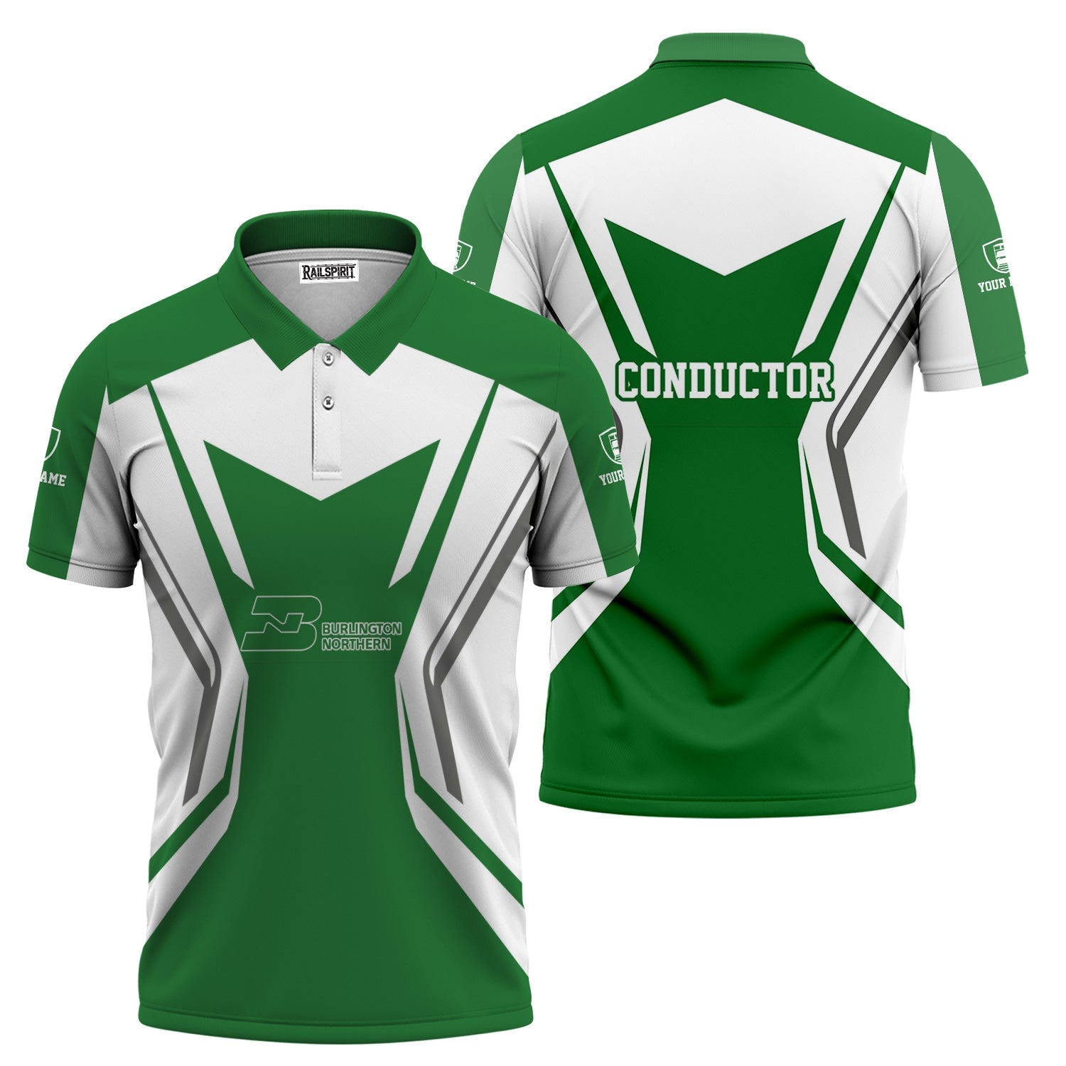 Railspirit Personalized Burlington Northern Railroad Polo Shirt Unique Style with Custom Job Train Shirt