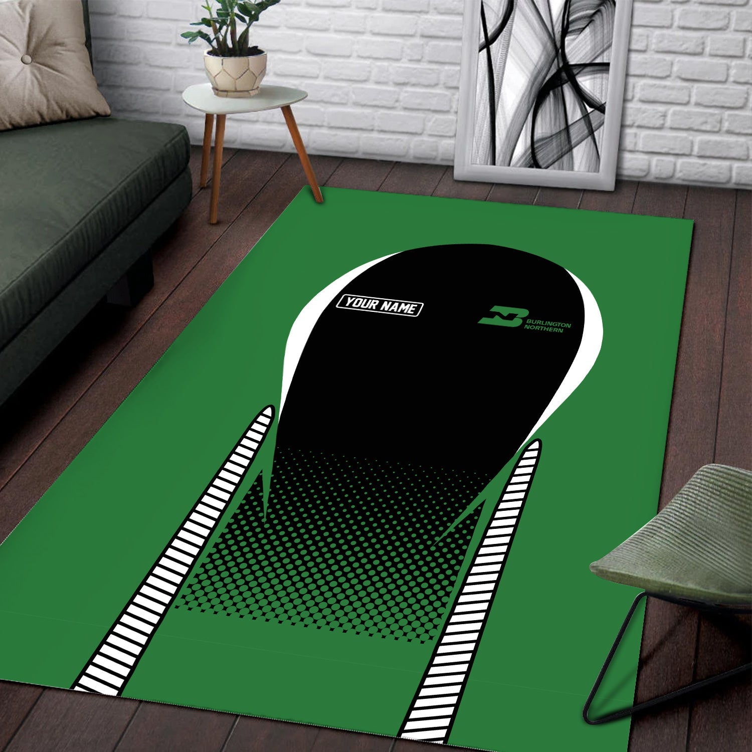 Railspirit Personalized Burlington Northern Railroad Area Rug All Over Printed Rug