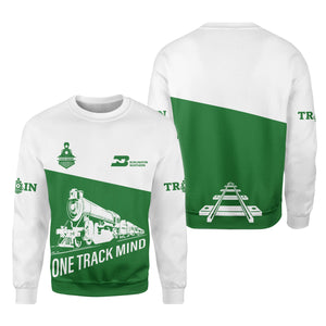 Railspirit Personalized Burlington Northern Railroad Sweatshirt One Track Mind Train Sweater Gift Idea For Train Lover