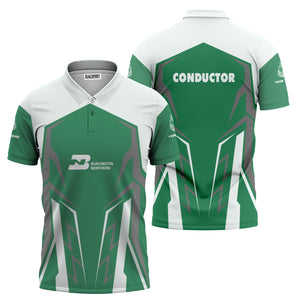 Railspirit Personalized Burlington Northern Railroad Polo Shirt Futuristic Design with Custom Job Train Shirt