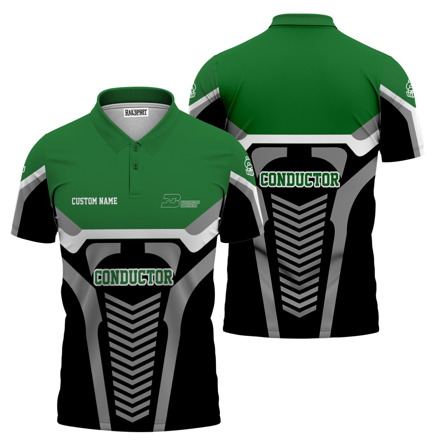 Railspirit Personalized Burlington Northern Railroad Polo Shirt Track-Inspired with Custom Job Position  Train Shirt
