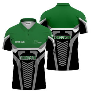 Railspirit Personalized Burlington Northern Railroad Polo Shirt Track-Inspired with Custom Job Position Train Shirt