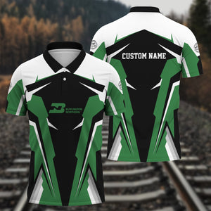 Railspirit Personalized Burlington Northern Railroad Polo Shirt Strong Line Style Train Unisex Shirt All Over Print
