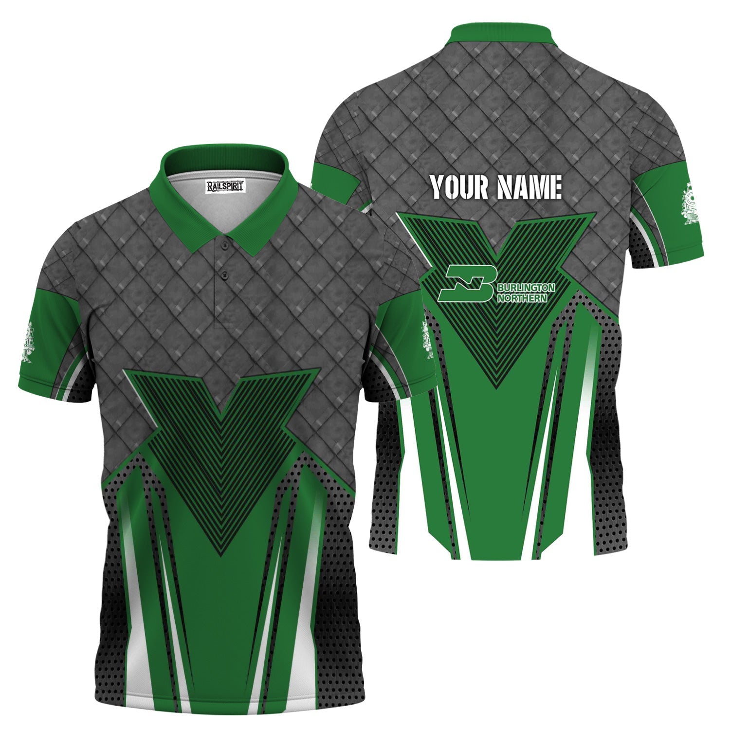 Railspirit Personalized Burlington Northern Railroad Polo Shirt Rugged Steel Vibes Train Shirt All Over Print