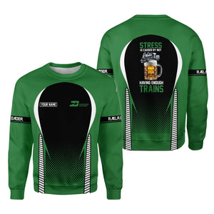 Railspirit Personalized Burlington Northern Railroad Sweatshirt Stress Is Caused By Not Having Enough Trains Shirt All Over Print Shirt