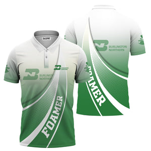 Railspirit Personalized Burlington Northern Railroad Polo Shirt Railway-Themed Style Shirt Gift Idea For Trainspotter
