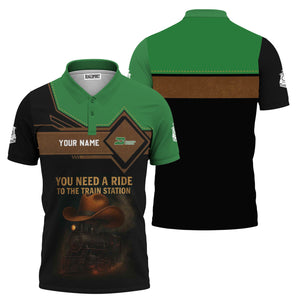 Railspirit Personalized Burlington Northern Railroad Polo Shirt You Need A Ride To The Train Station Shirt For Train Lovers