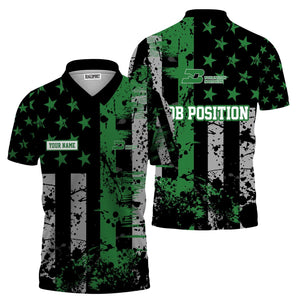 Railspirit Personalized Burlington Northern Railroad Polo Shirt Artistic Paint American Flag Style Train Shirt