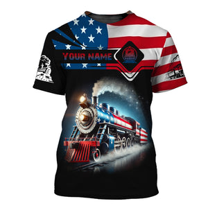Railspirit Personalized American Steam Train T-Shirt ��� Vintage Railroad Pride
