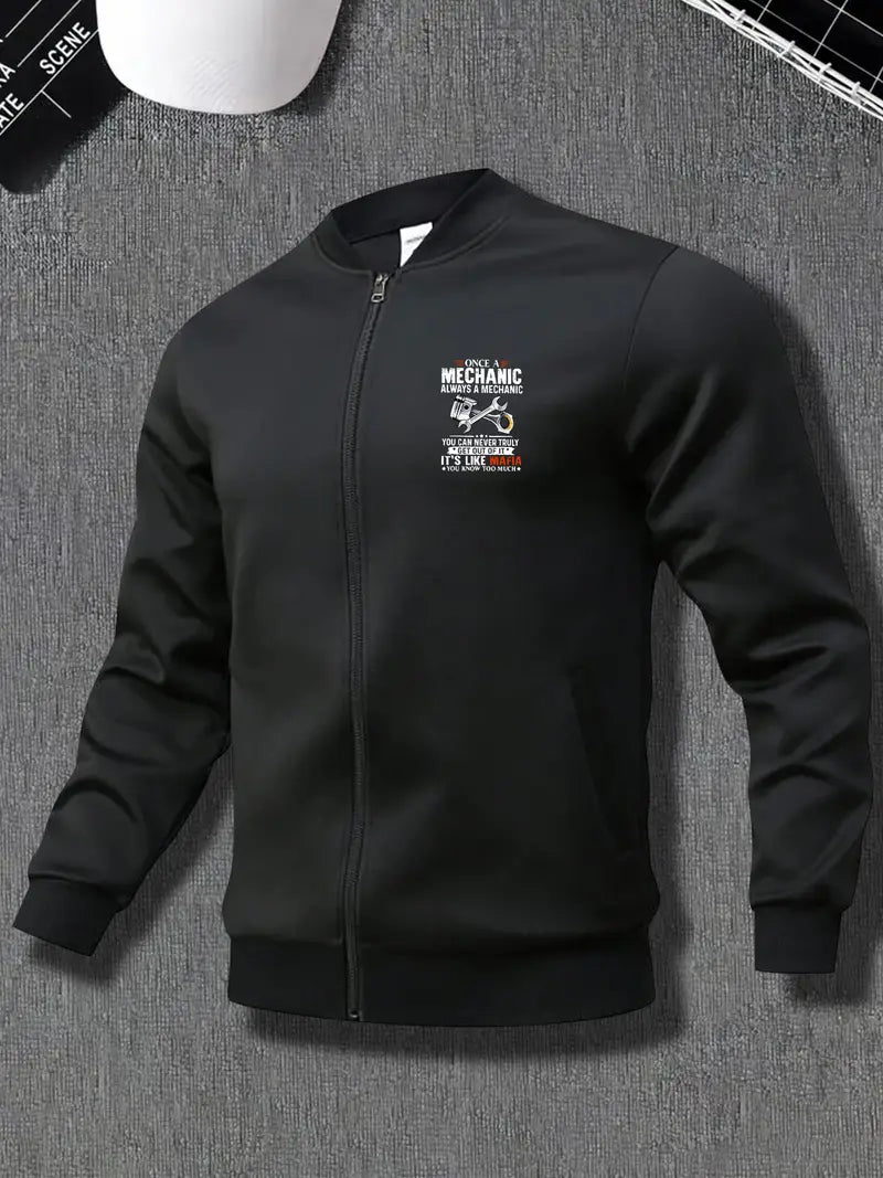 Mechanic Themed Polyester Sports Jacket for Men Once A Mechanic Always A Mechanic Jacket