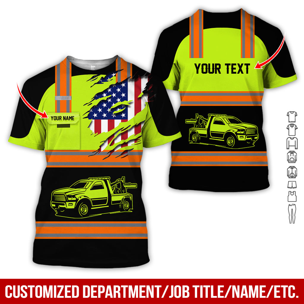 Customized Name Car Hauler Truck Printed Pocket Shirt, Ideal for Truck Fans