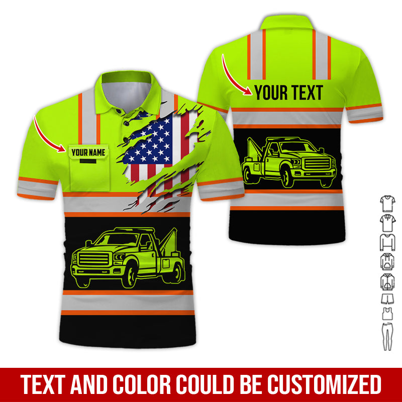 Custom Name Love Tow Truck Clothes, Printed Pocket, Personalized Tow Truck Apparel
