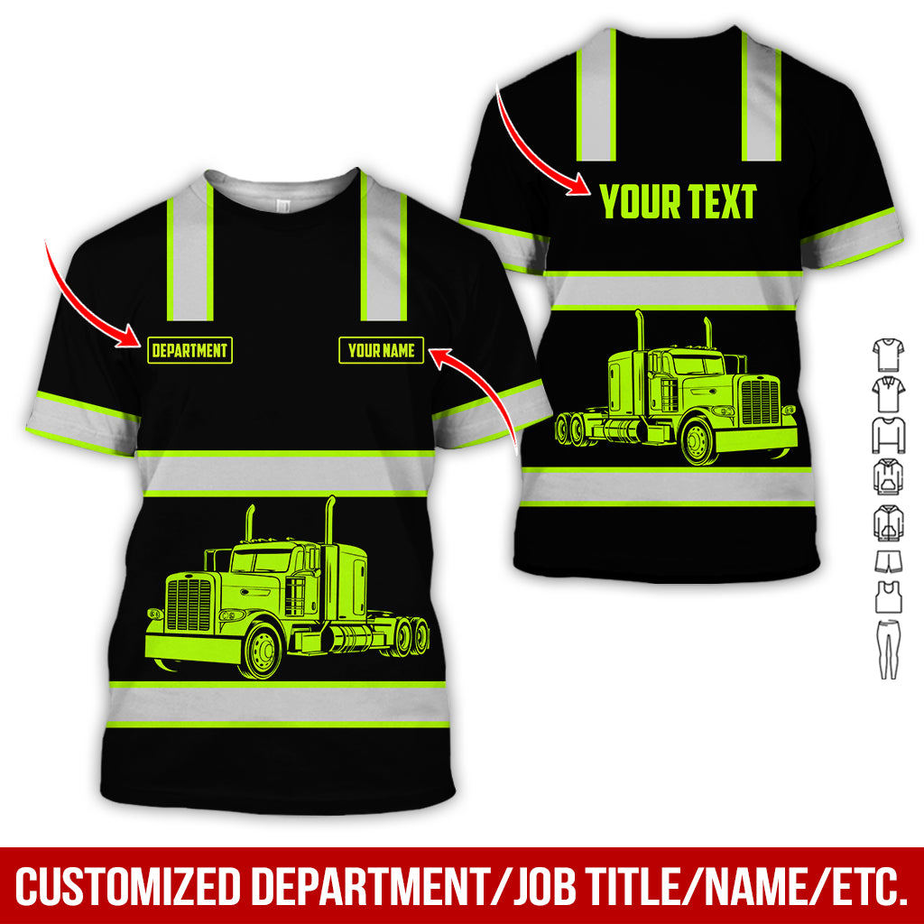 Custom Name Love Semi Truck Printed Clothes, Personalized Driver Apparel