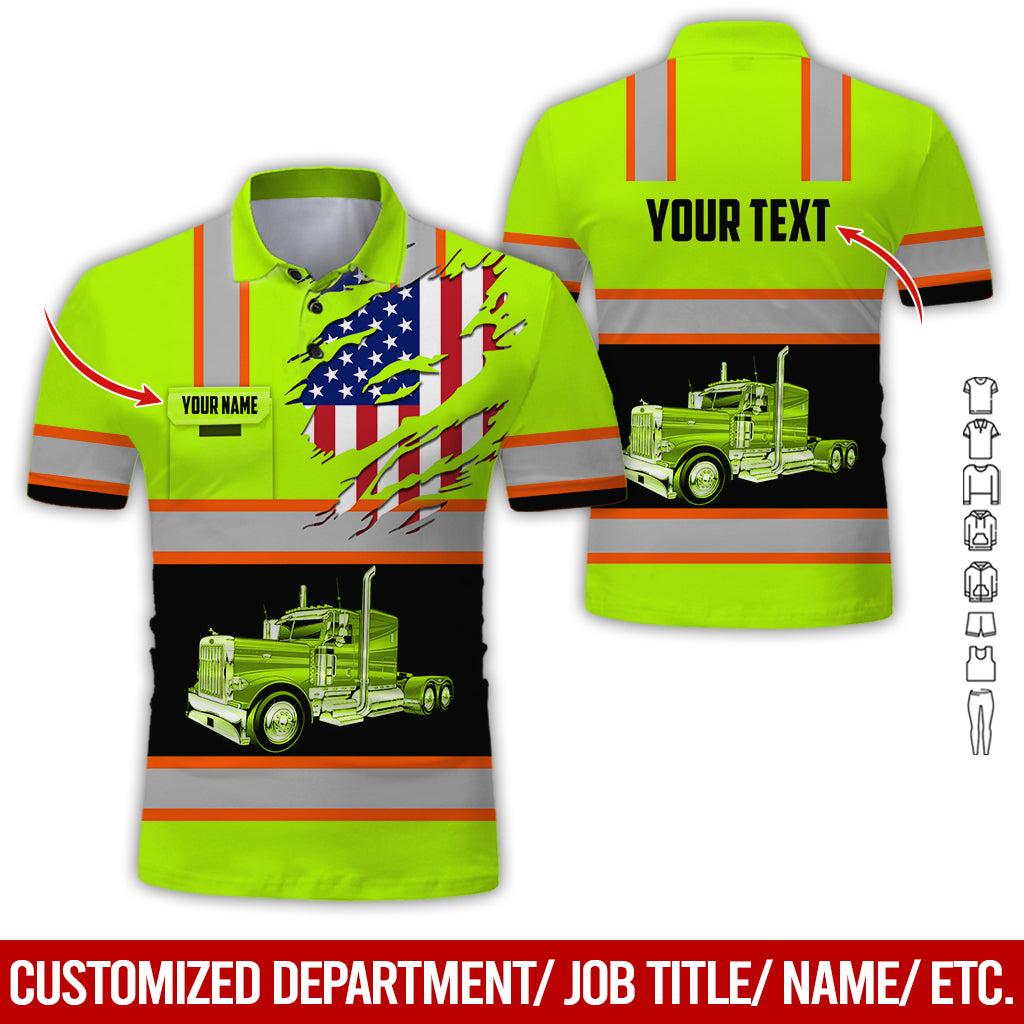 Custom Name & Text Semi Truck Shirt, 3D Printed Design, Personalized Apparel for Truck Drivers