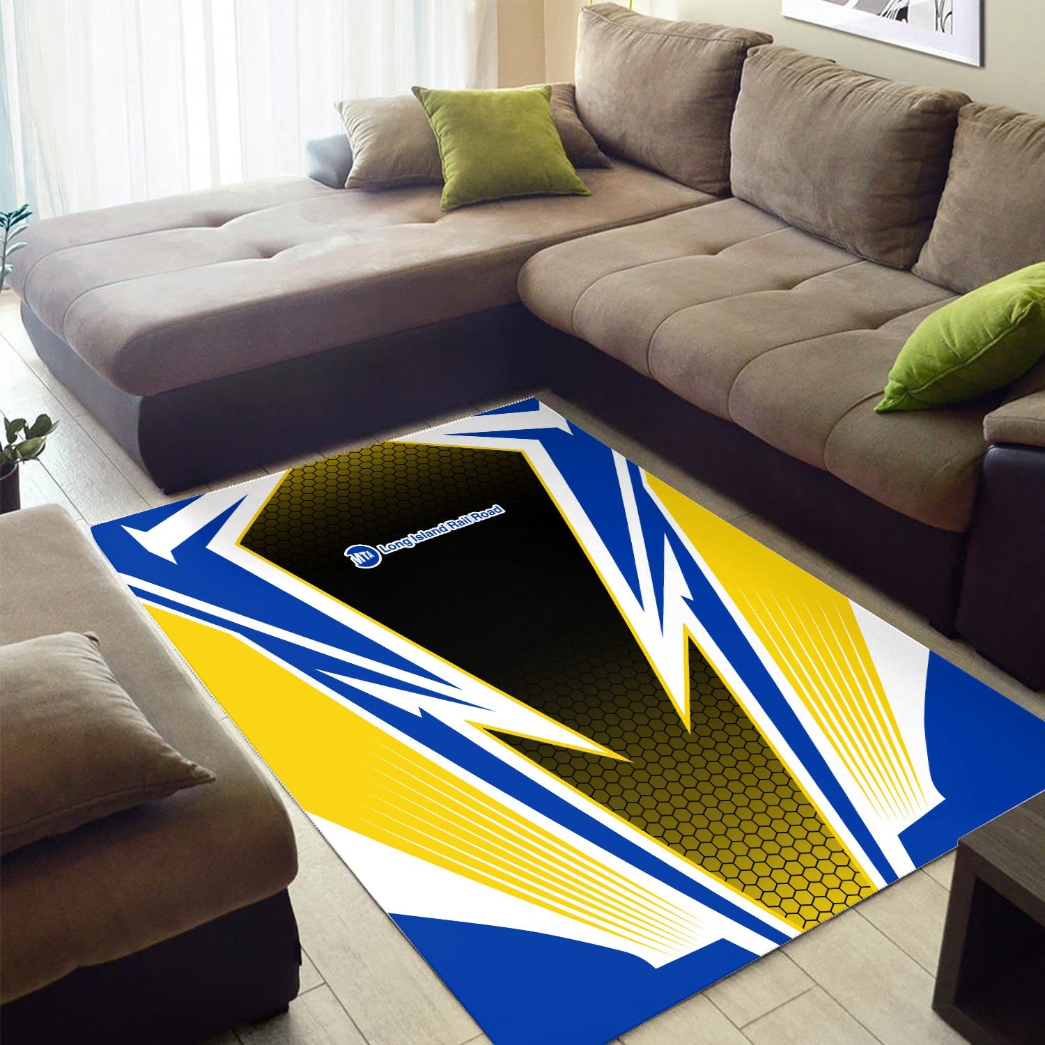 Railspirit Long Island Railroad Area Rug Lightning Graphic Style Rug Gift Idea For Train Lover