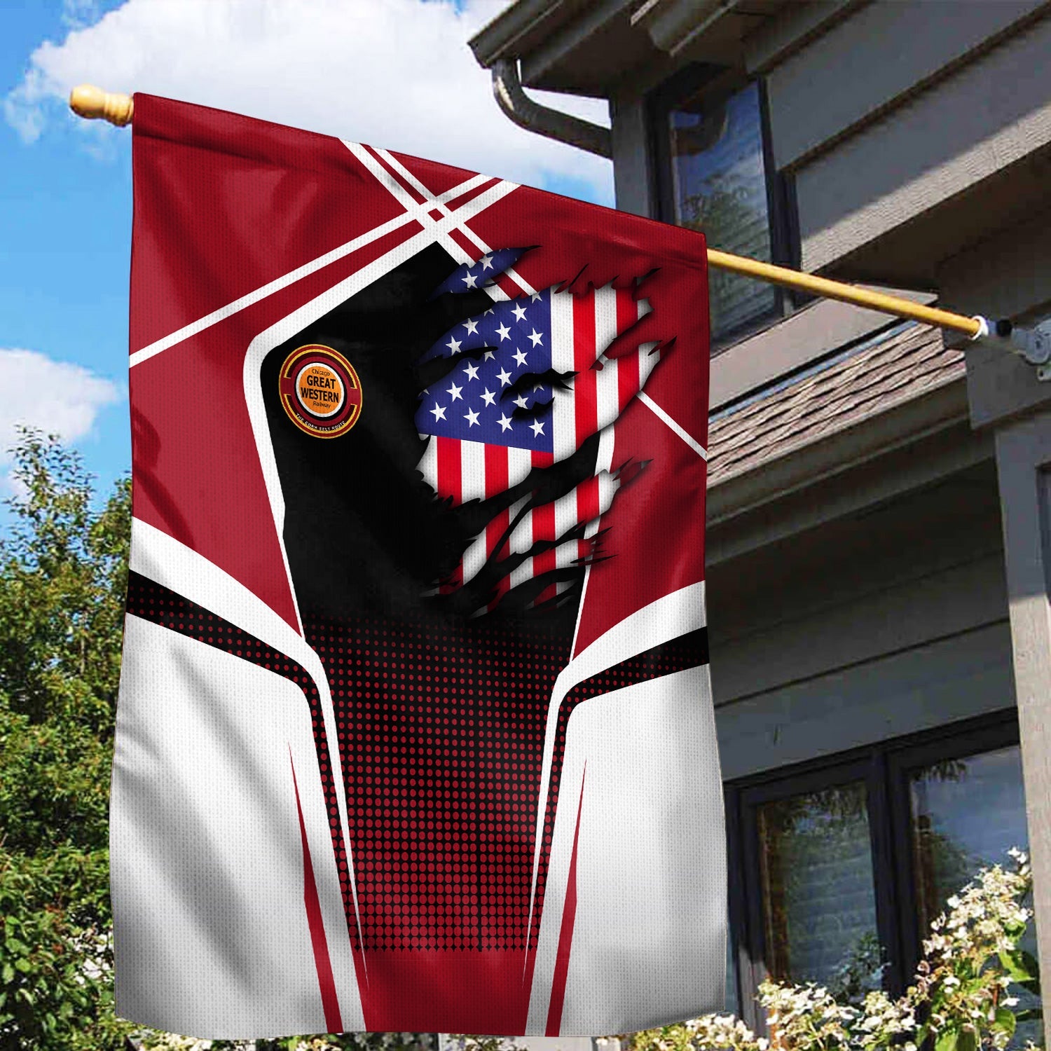 Railspirit Personalized Chicago Great Western Railroad Garden Flag American Vintage All Over Printed Flag