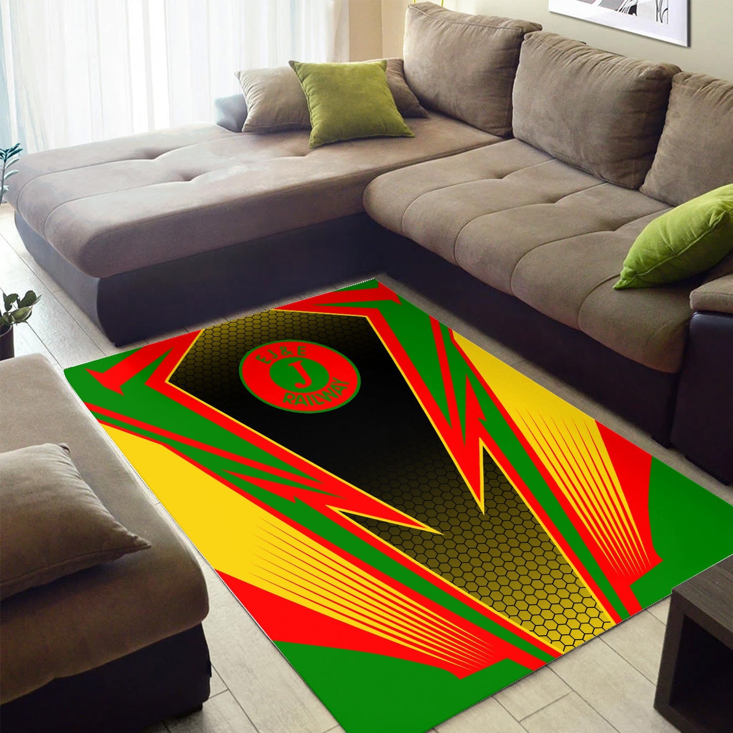 Railspirit Elgin Joliet And Eastern Railroad Area Rug Lightning Graphic Style Rug Gift Idea For Train Lover