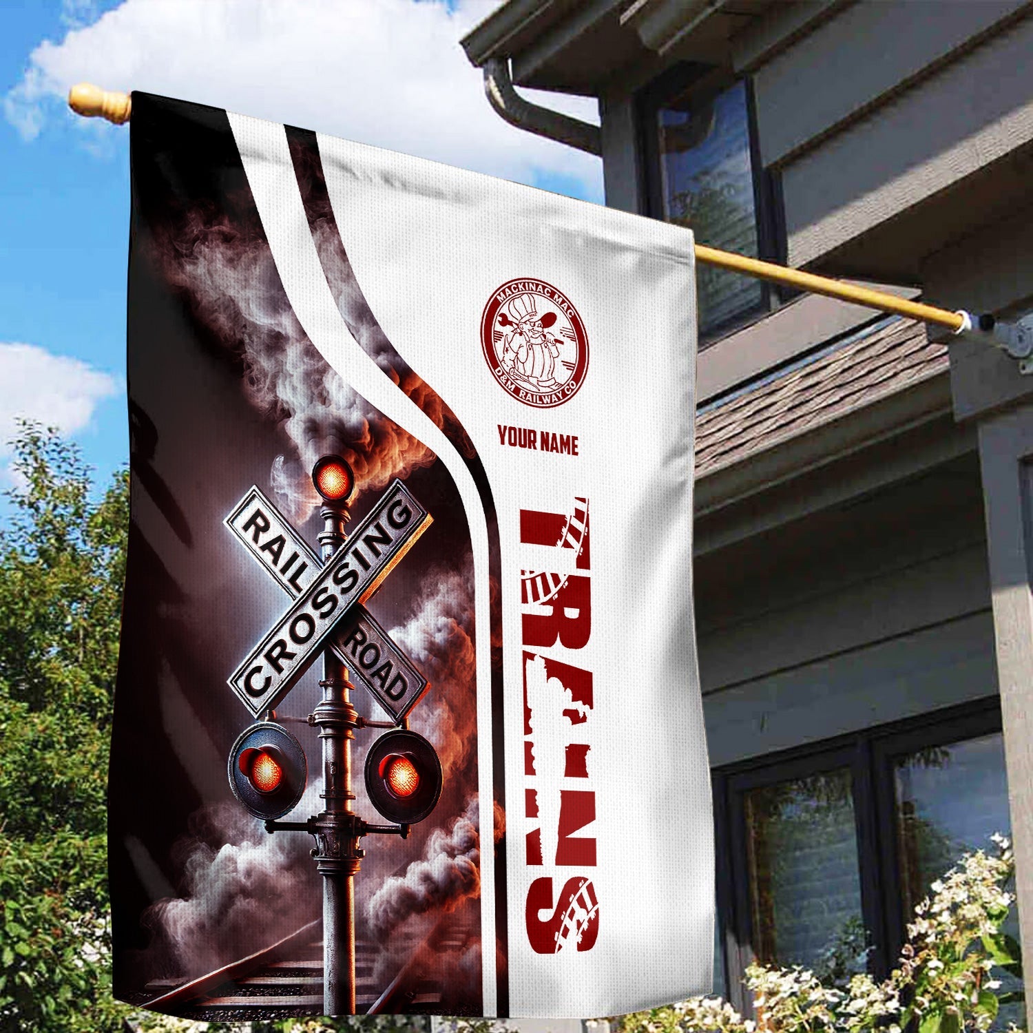 Railspirit Personalized Detroit & Mackinac Railroad Garden Flag Railroad Crossing Sign Flag All Over Print