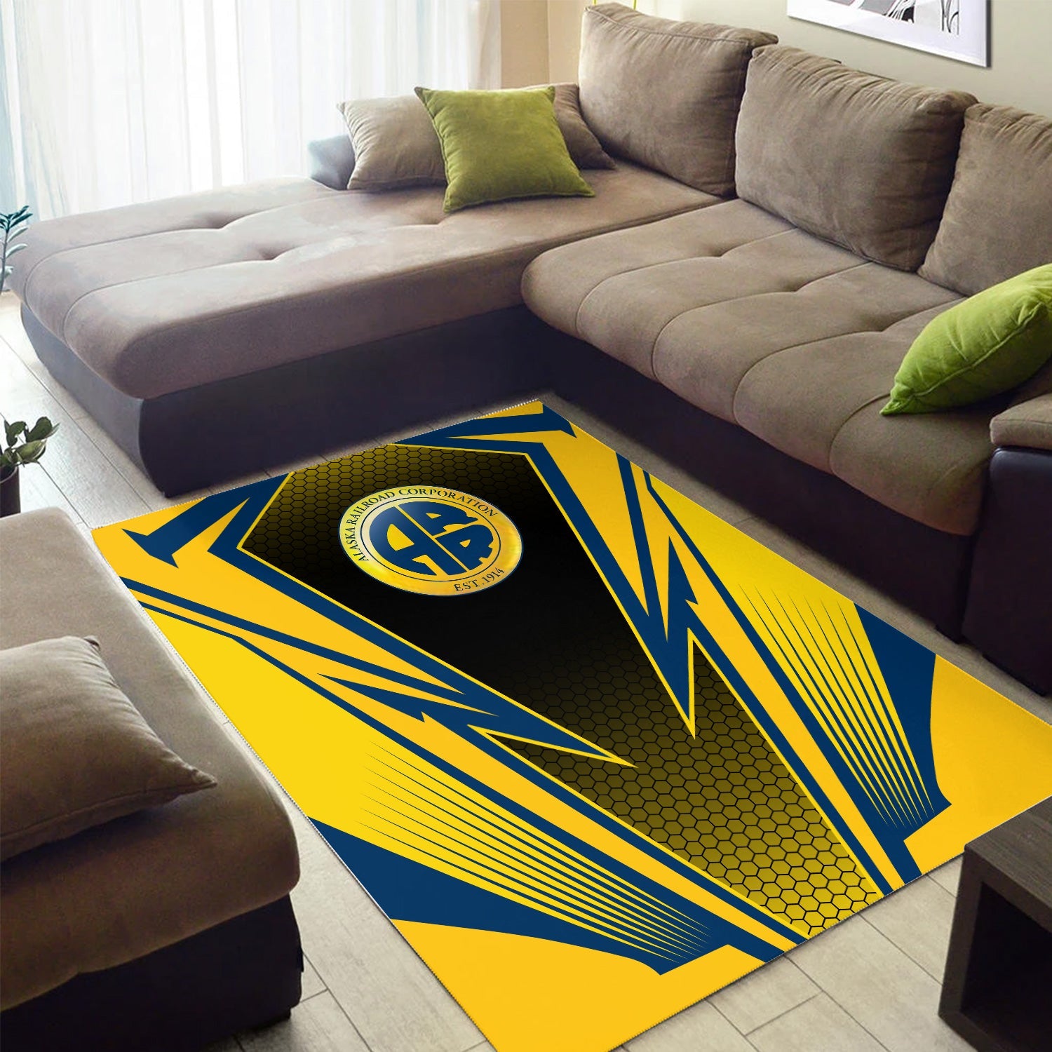 Railspirit Alaska Railroad Area Rug Lightning Graphic Style Rug Gift Idea For Train Lover