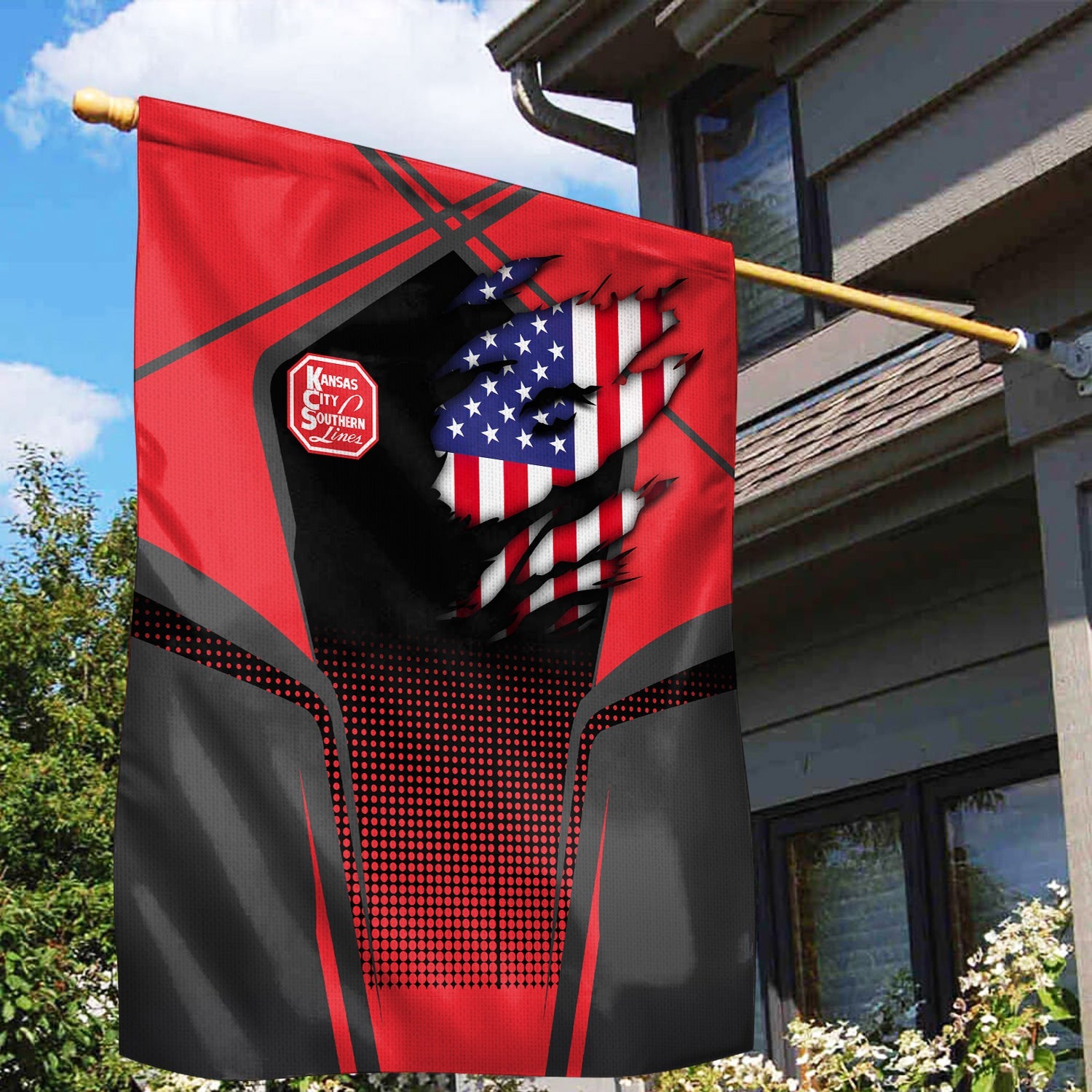 Railspirit Personalized Kansas City Southern Garden Flag American Vintage All Over Printed Flag