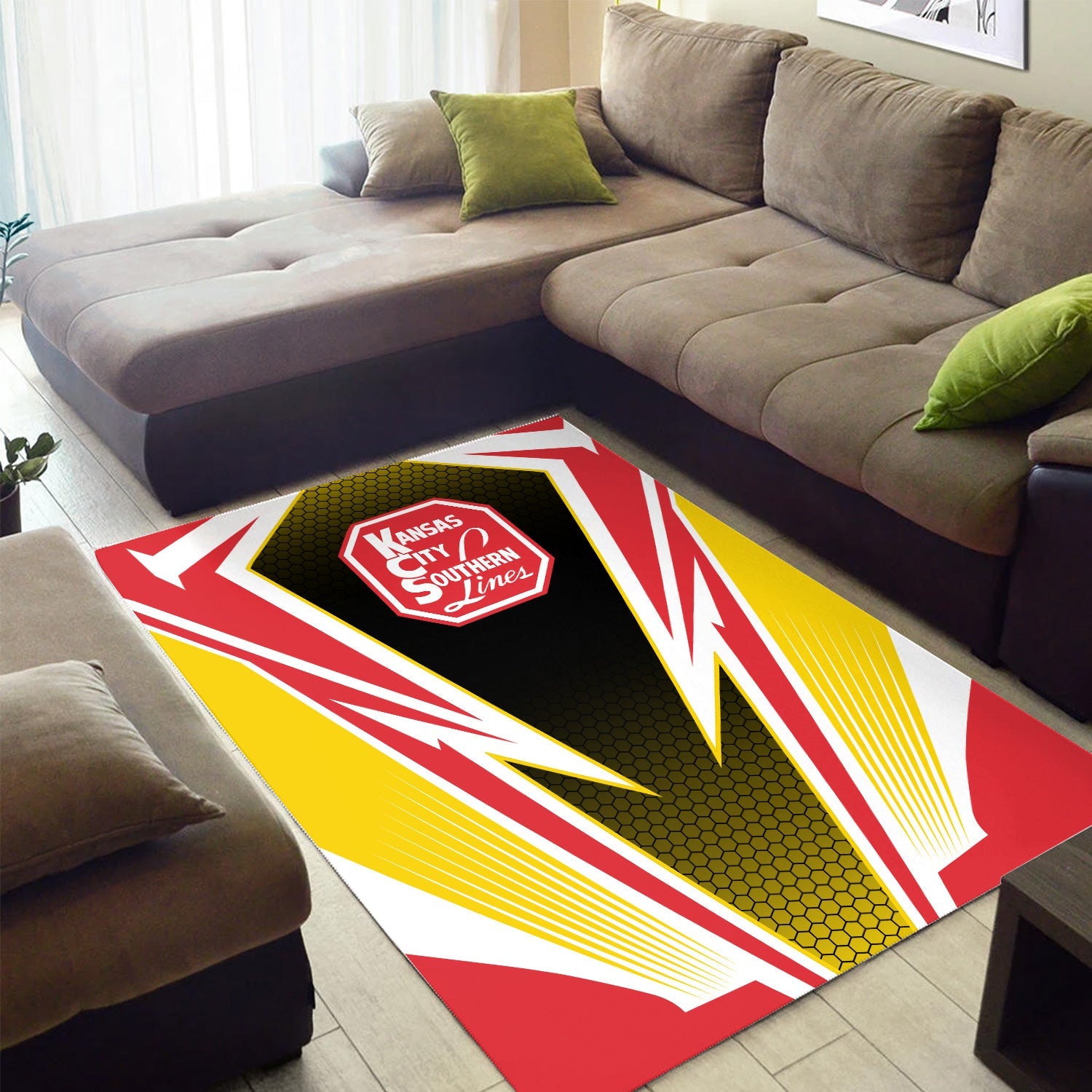 Railspirit Kansas City Southern Area Rug Lightning Graphic Style Rug Gift Idea For Train Lover