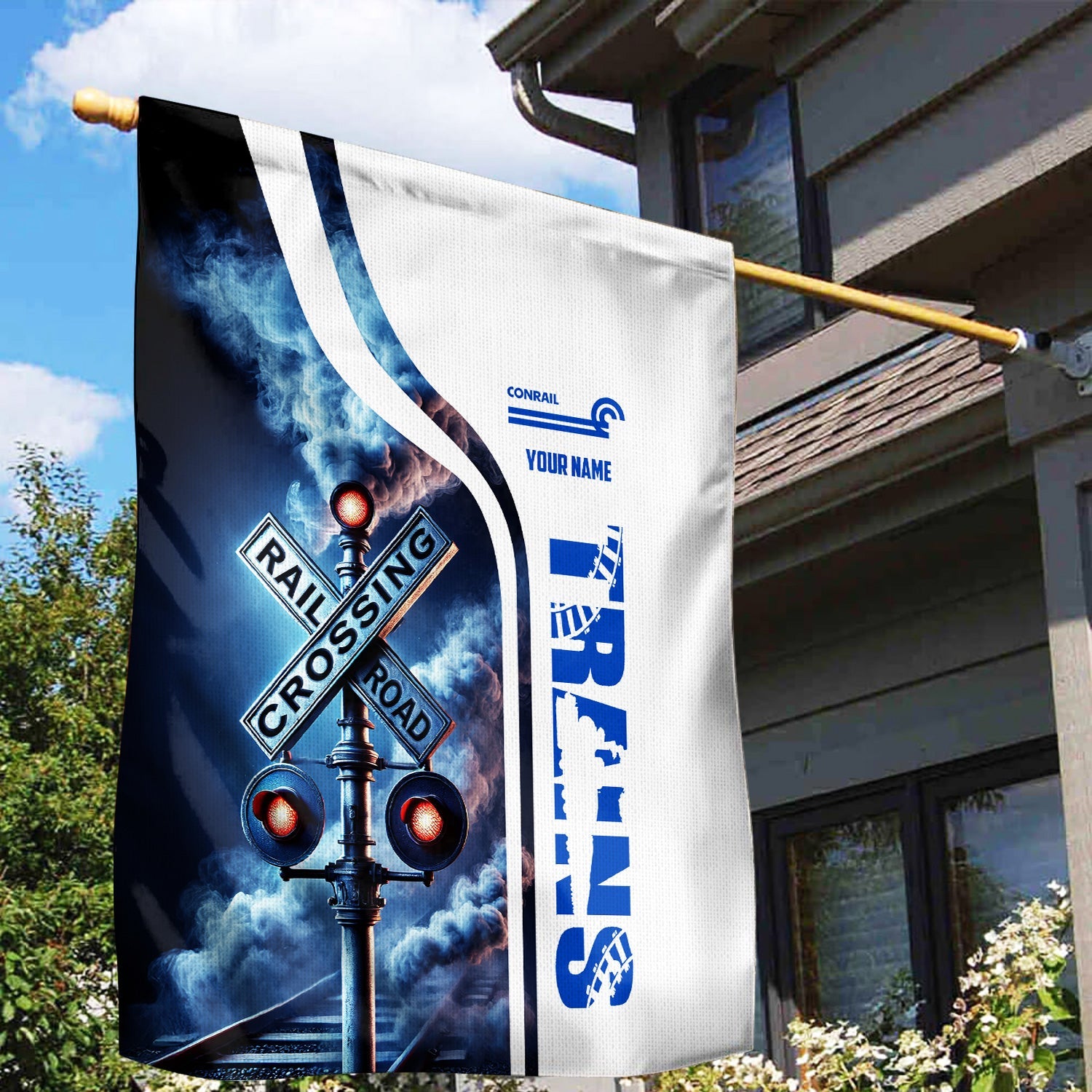 Railspirit Personalized Conrail Railroad Garden Flag Railroad Crossing Sign Flag All Over Print