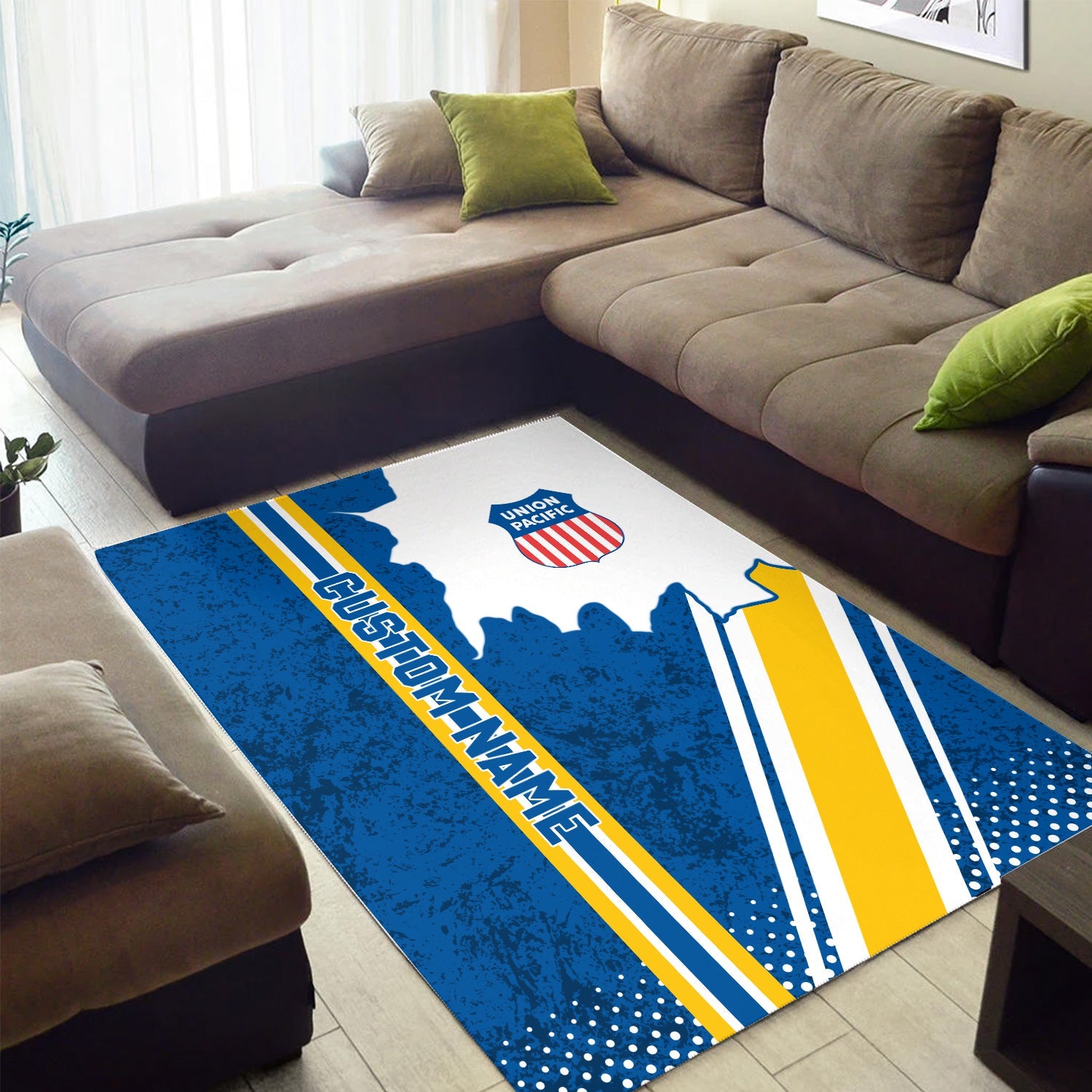 Railspirit Personalized Union Pacific Railroad Area Rug Vintage Big Boy All Over Printed Rug