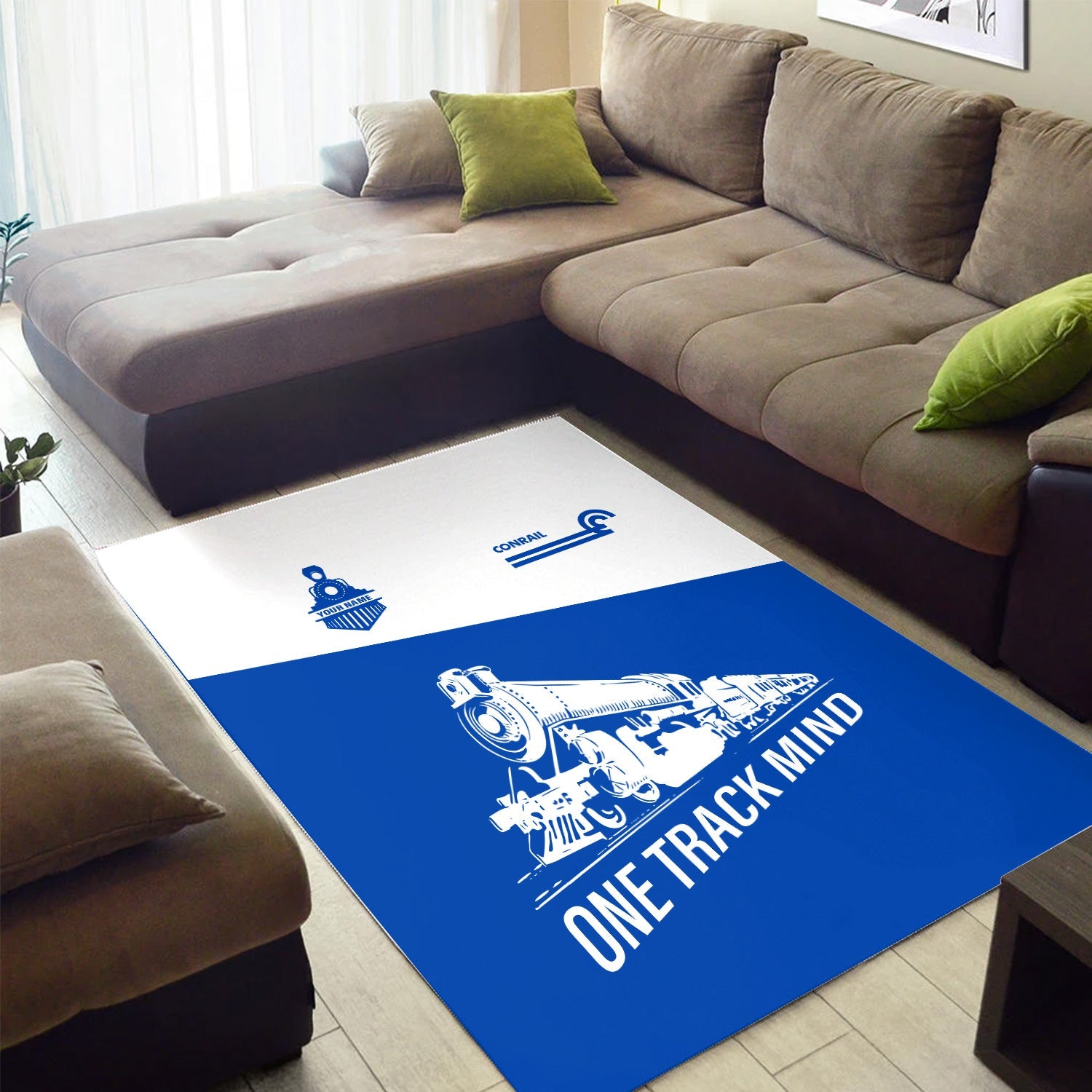 Railspirit Personalized Conrail Railroad Area Rug One Track Mind Train Rug Gift Idea For Train Lover