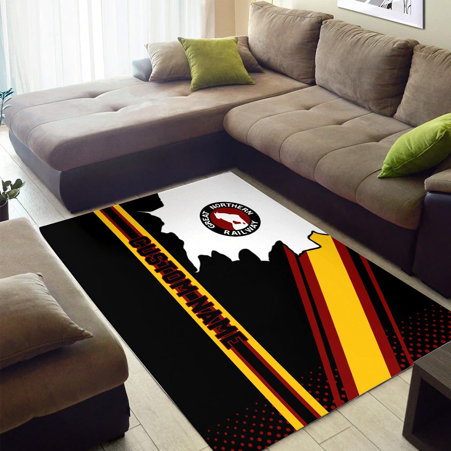 Railspirit Personalized Great Northern Railway Area Rug Vintage GNR All Over Printed Rug