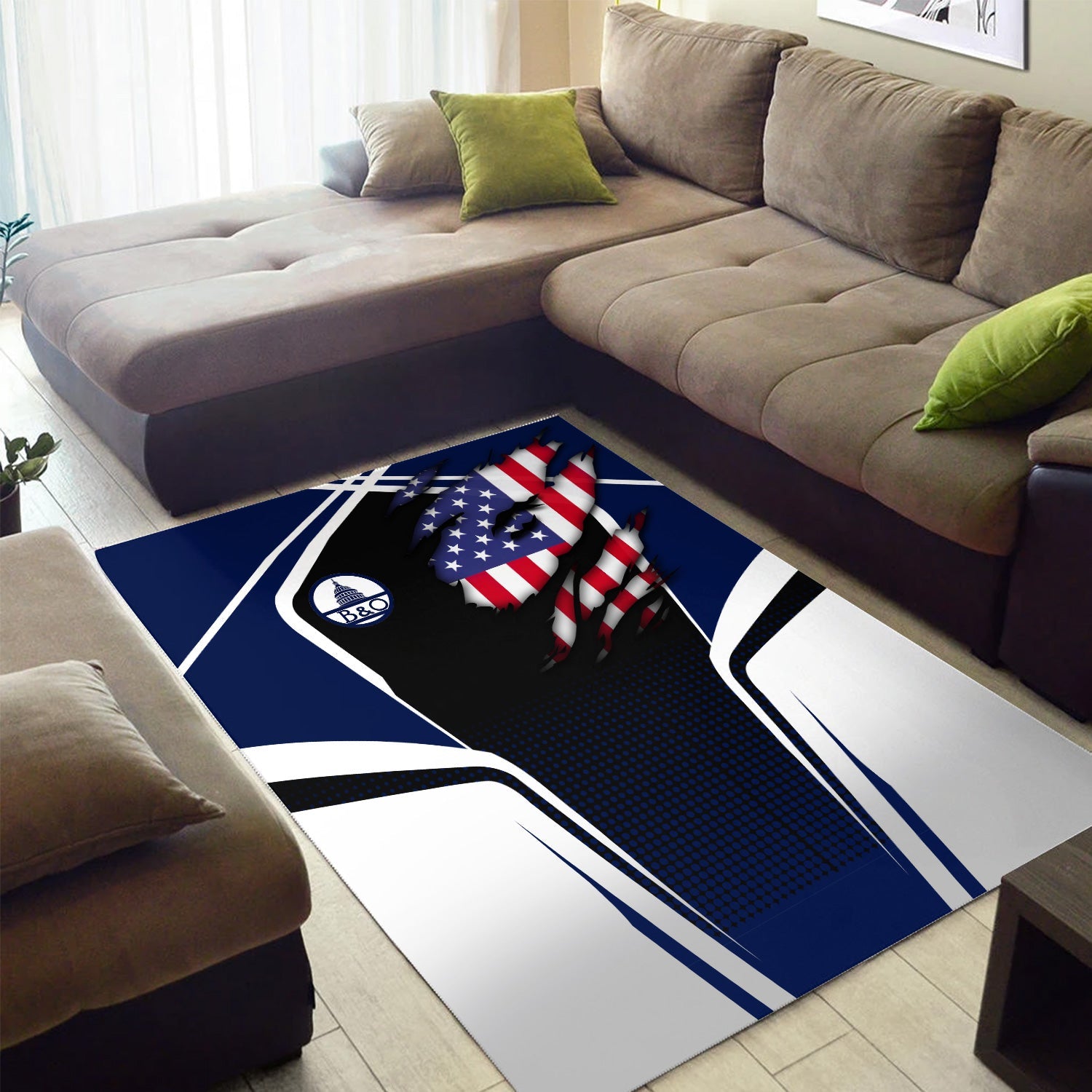 Railspirit Personalized Baltimore and Ohio Railroad Area Rug American Eagle Vintage Train B&O Rug