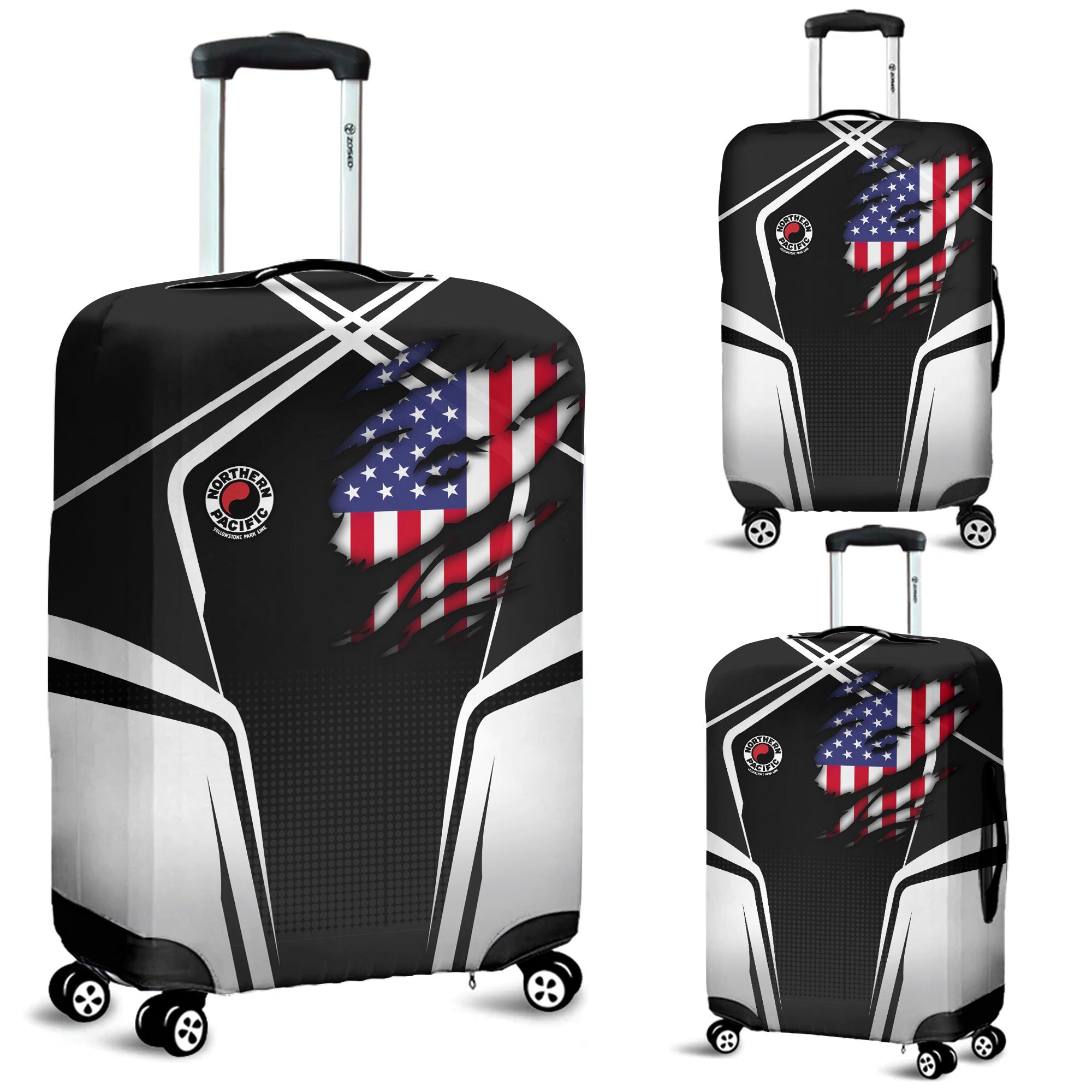 Railspirit Personalized Northern Pacific Railway Luggage Cover American Eagle Vintage Train Luggage Protection