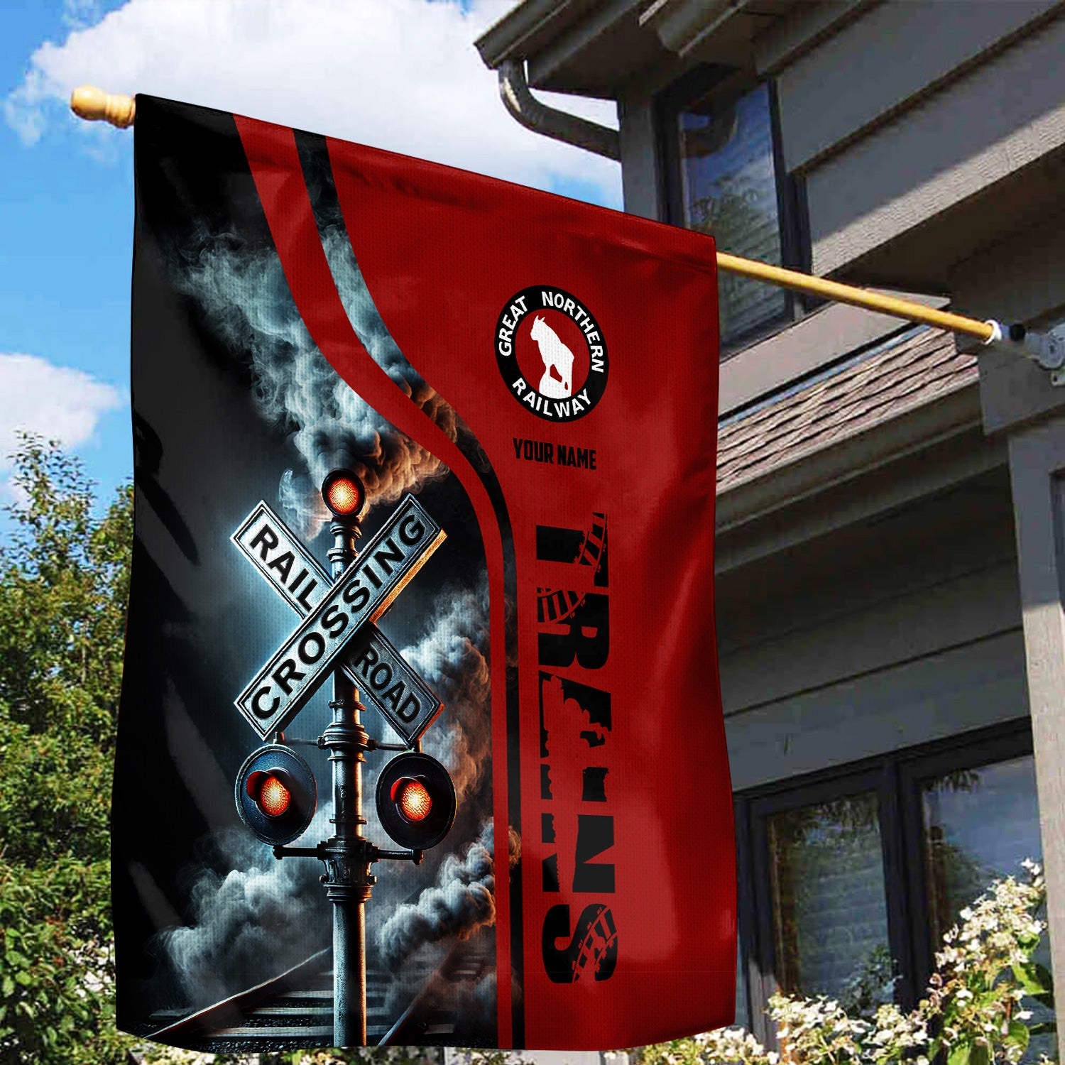 Railspirit Personalized Great Northern Railway Garden Flag Railroad Crossing Sign GNR Flag All Over Print