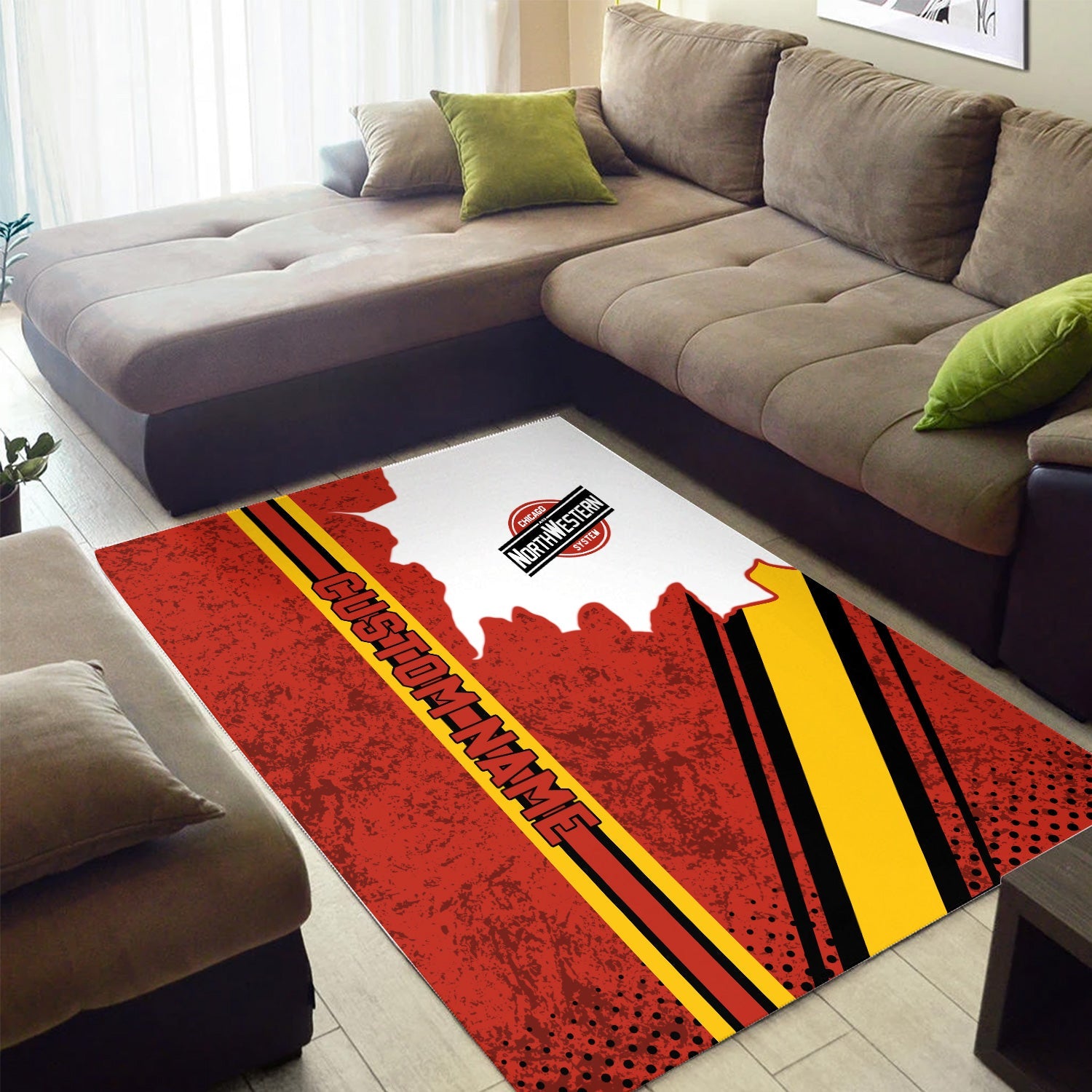 Railspirit Personalized Chicago and North Western Railway Area Rug Vintage All Over Printed Rug