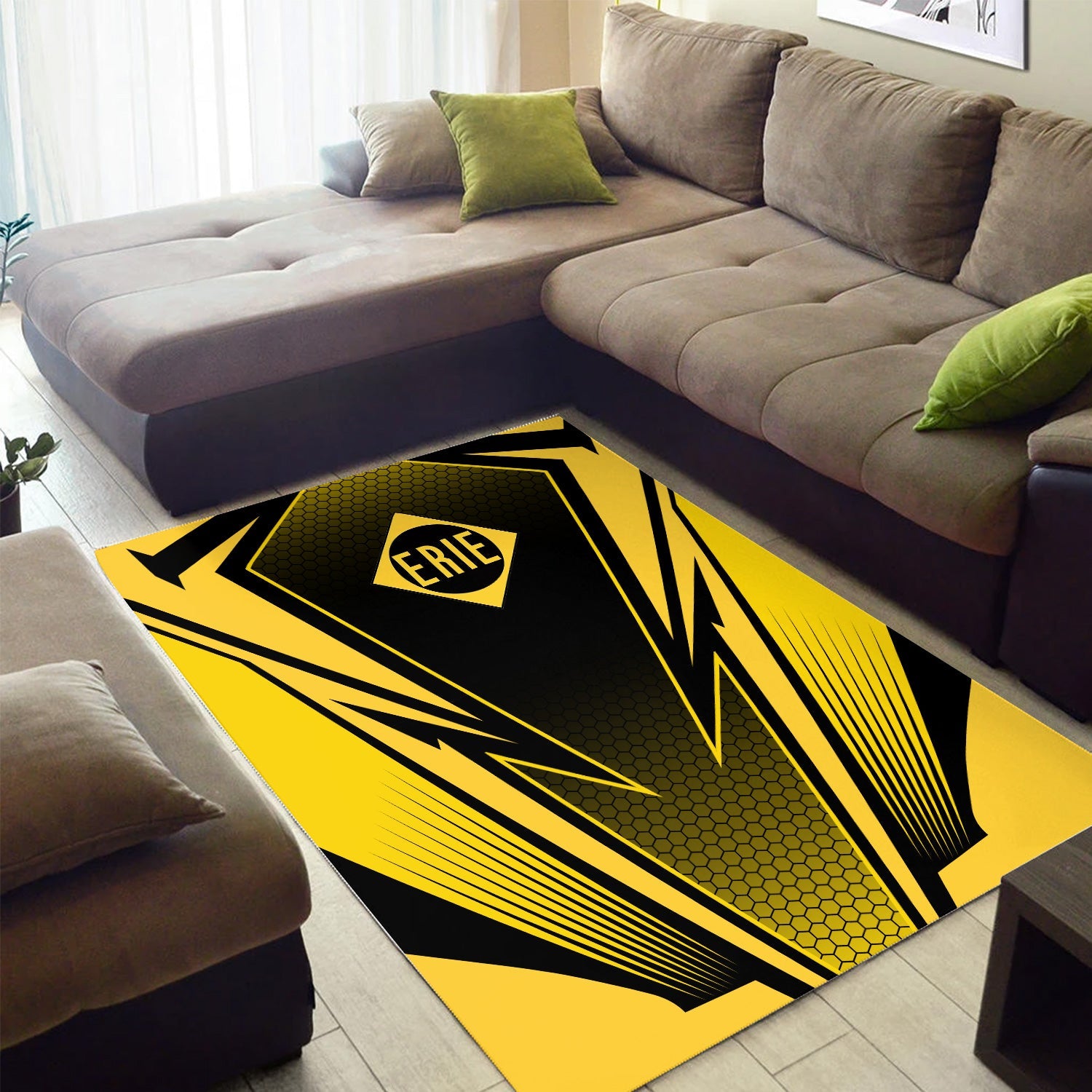 Railspirit Erie Railroad Area Rug Lightning Graphic Style Rug Gift Idea For Train Lover