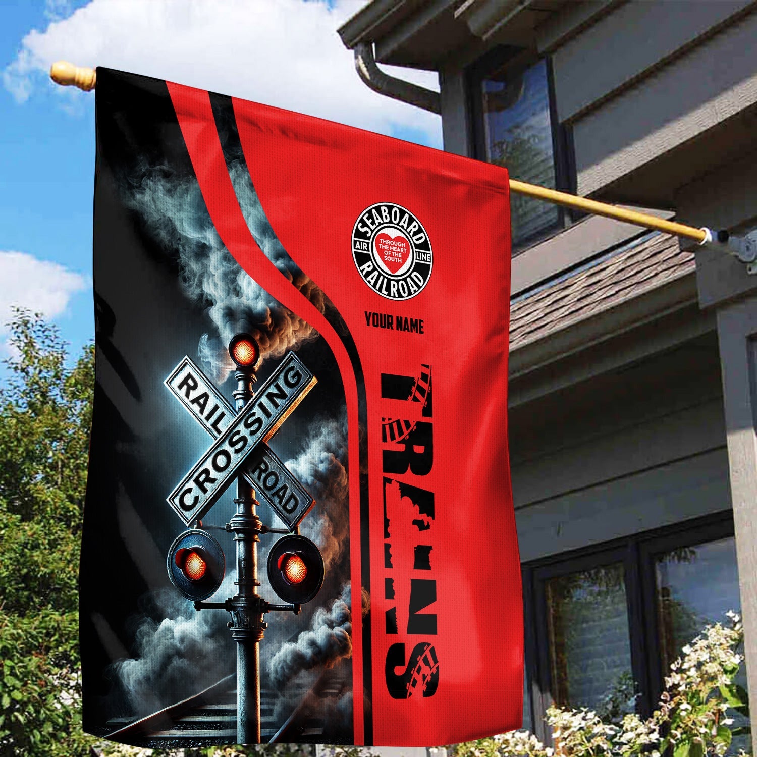 Railspirit Personalized Seaboard Air Line Railroad Garden Flag Railroad Crossing Sign Flag All Over Print