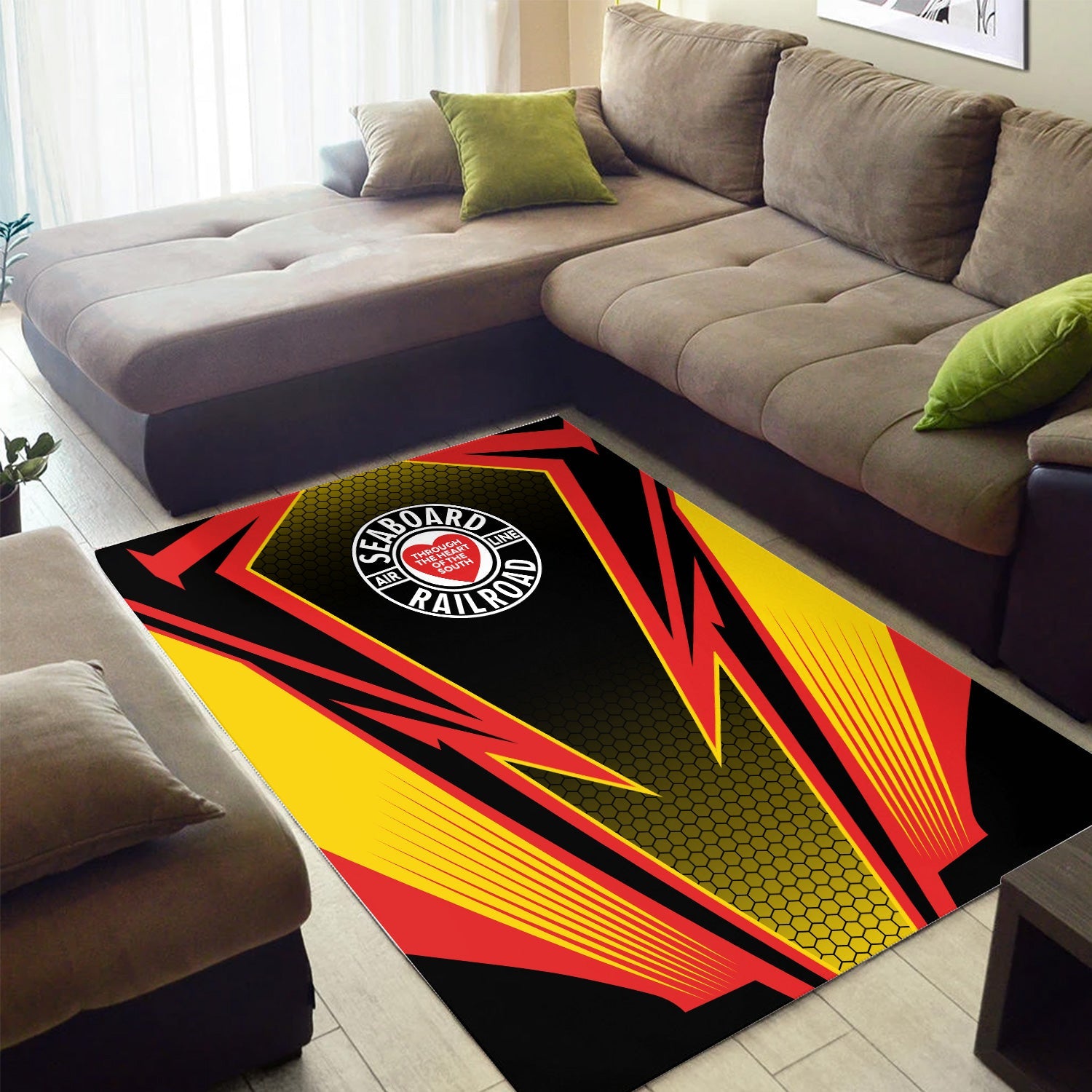 Railspirit Seaboard Air Line Railroad Area Rug Lightning Graphic Style Rug Gift Idea For Train Lover