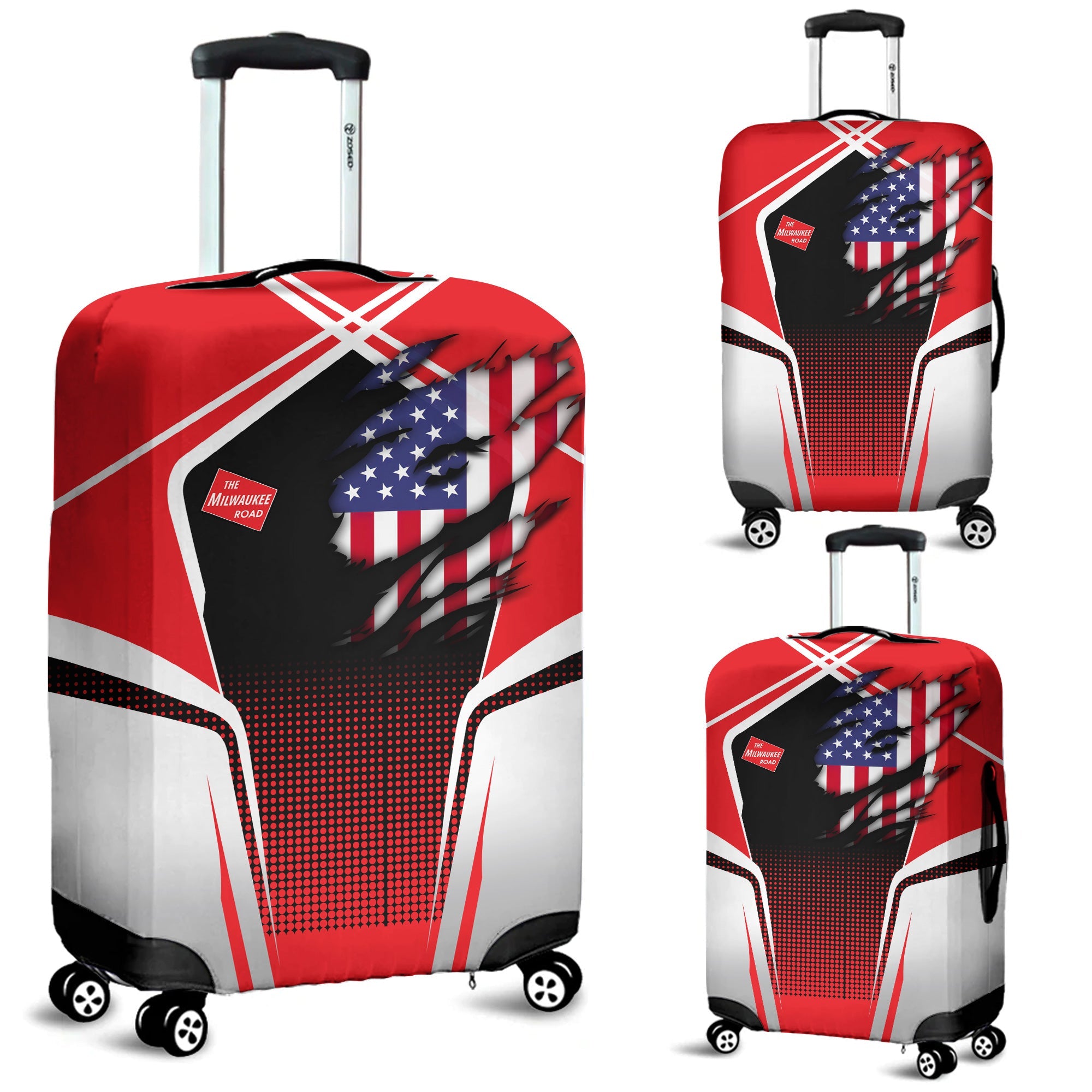 Railspirit Personalized Chicago, Milwaukee, St. Paul and Pacific Railroad Luggage Cover American Eagle Vintage Train Milwaukee Road Luggage Protection