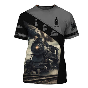 Railspirit Personalized Vintage Steam Train T-Shirt - Locomotive Railfan Gift