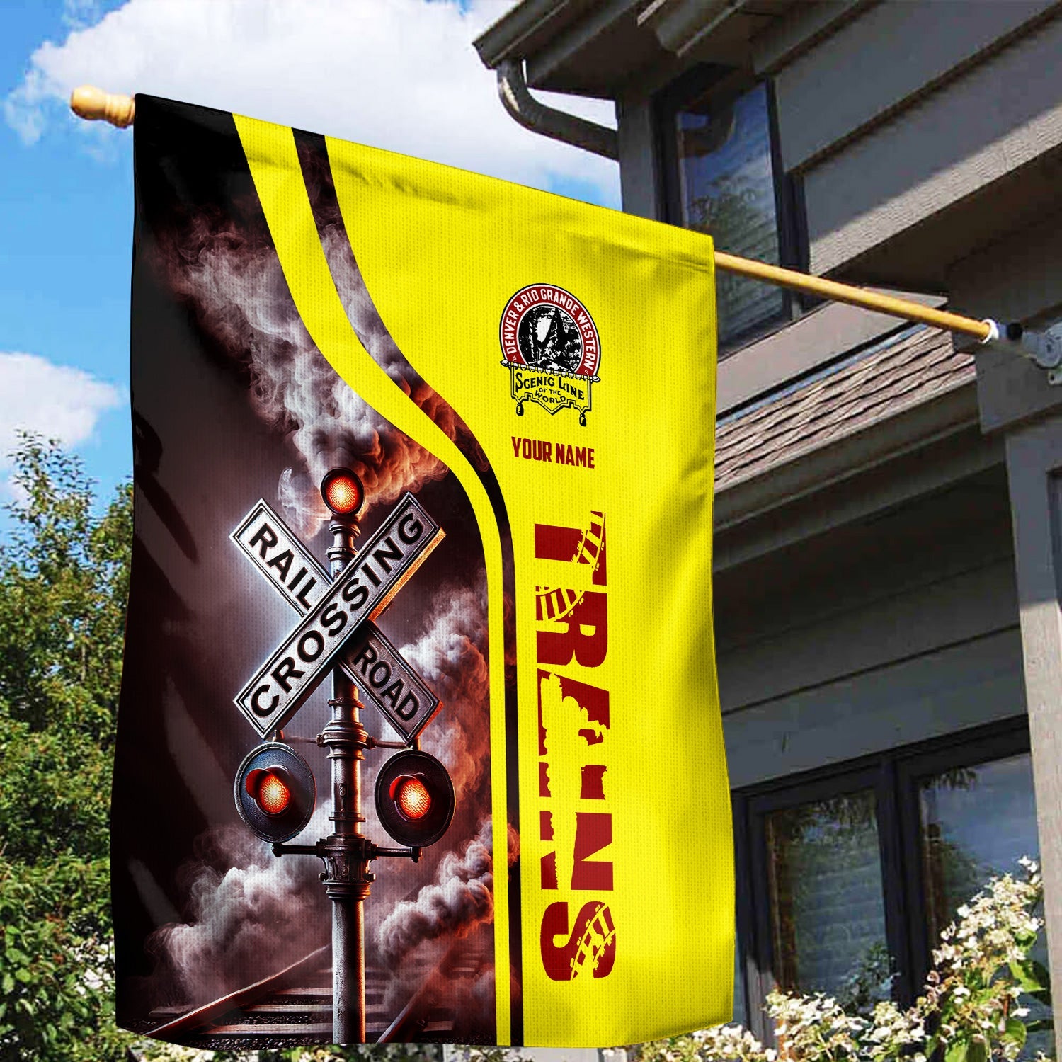 Railspirit Personalized Denver and Rio Grande Western Railroad Garden Flag Railroad Crossing Sign Flag All Over Print