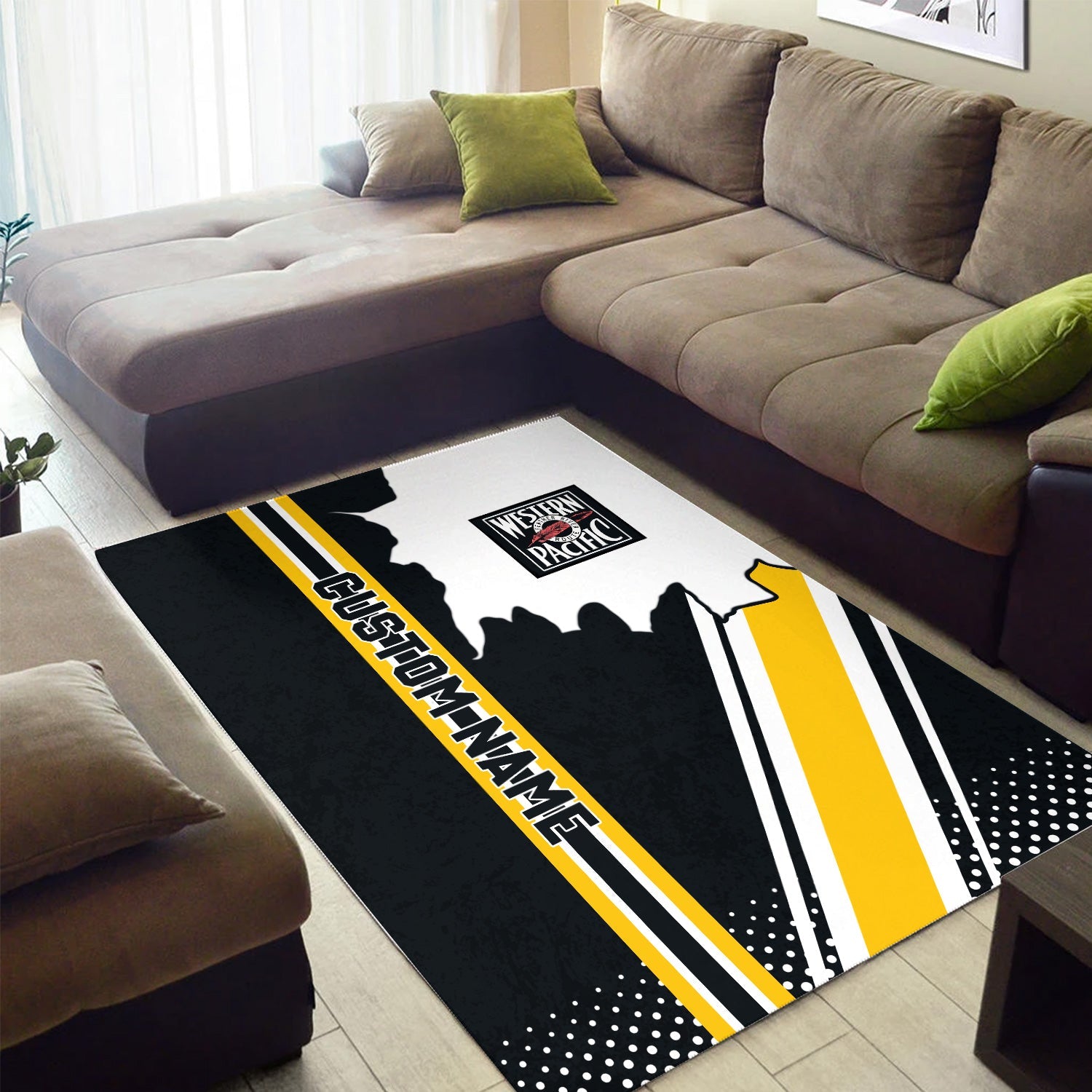 Railspirit Personalized Western Pacific Railroad Area Rug Vintage All Over Printed Rug