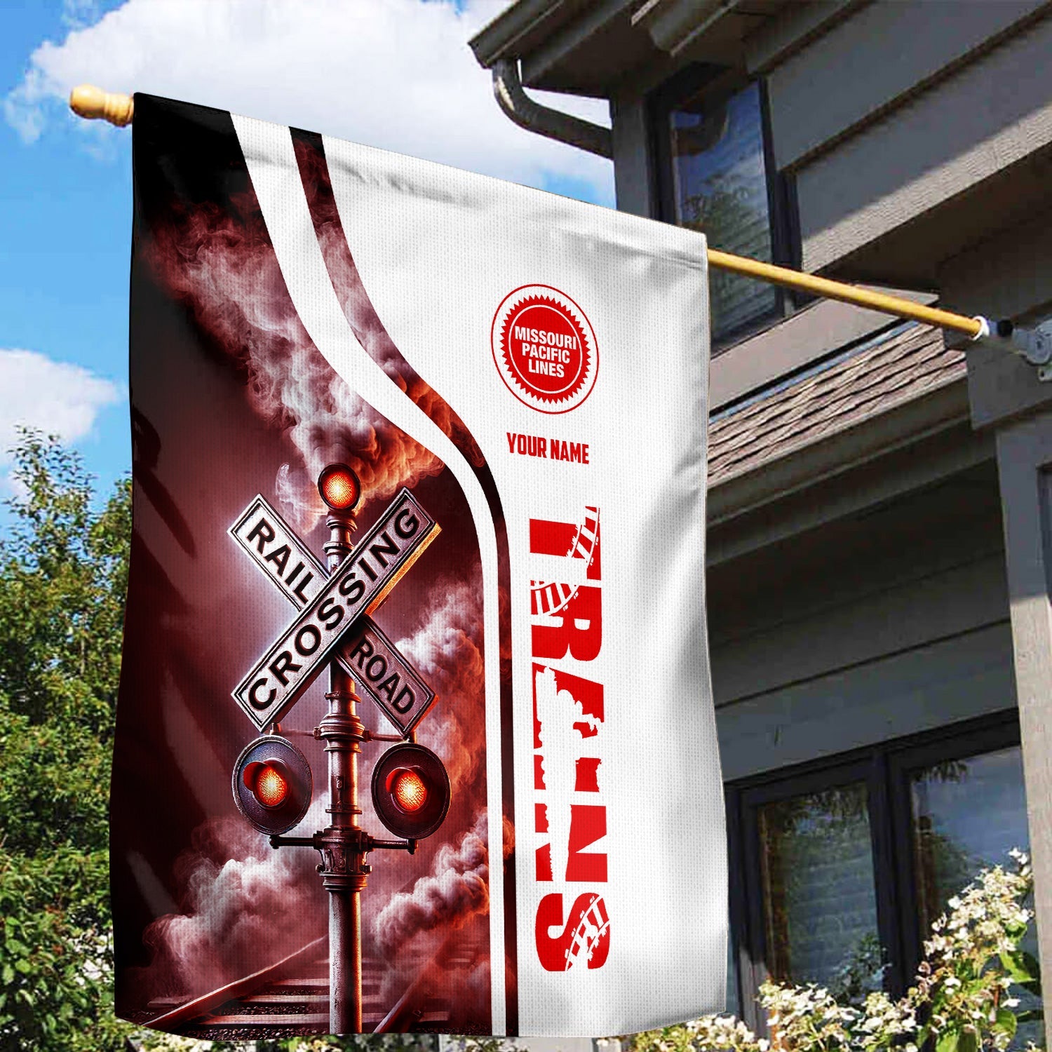 Railspirit Personalized Missouri Pacific Railroad Garden Flag Railroad Crossing Sign Flag All Over Print