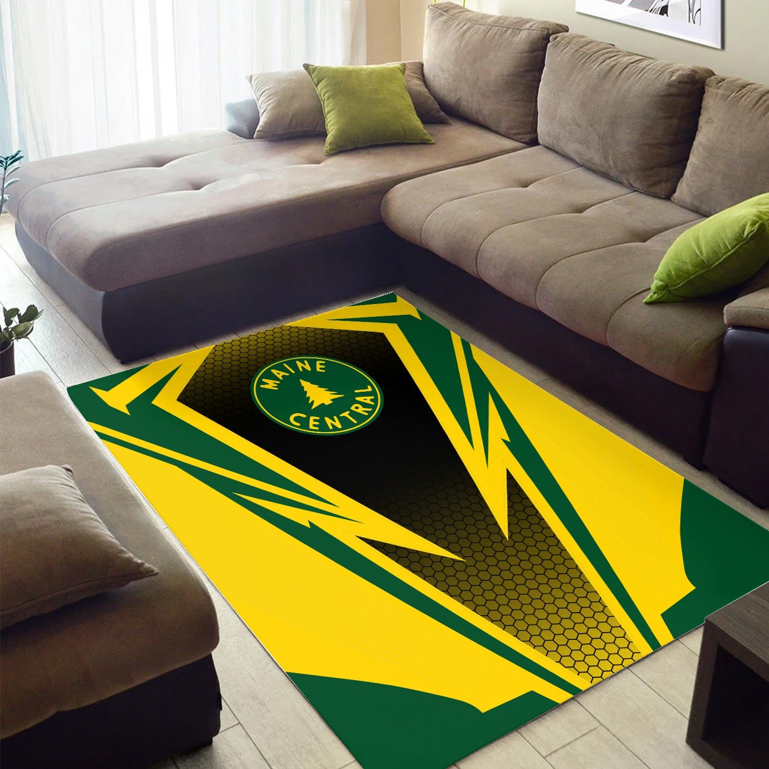 Railspirit Maine Central Railroad Area Rug Lightning Graphic Style Rug Gift Idea For Train Lover