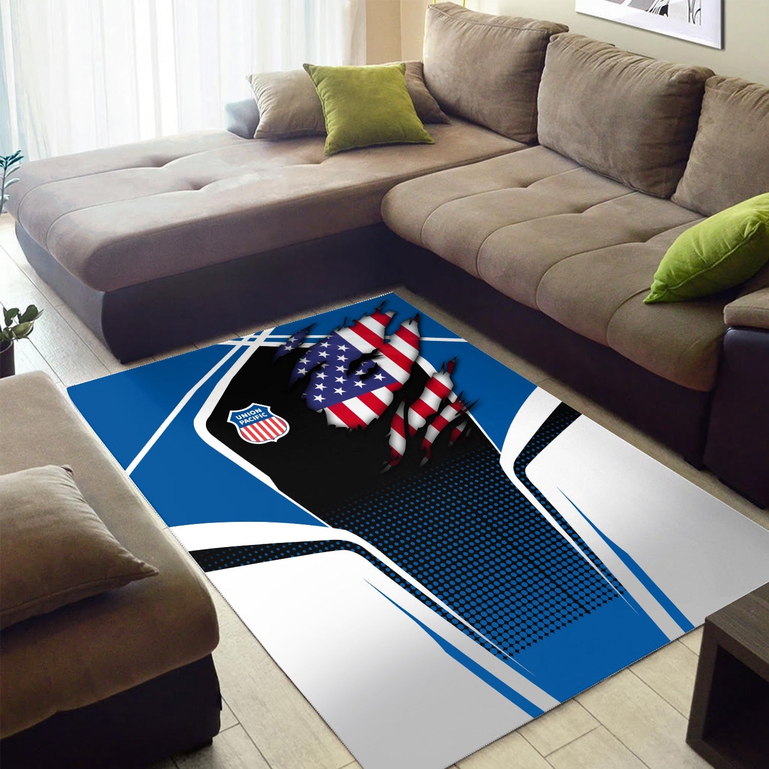 Railspirit Personalized Union Pacific Railroad Area Rug American Eagle Vintage Train Big Boy Rug